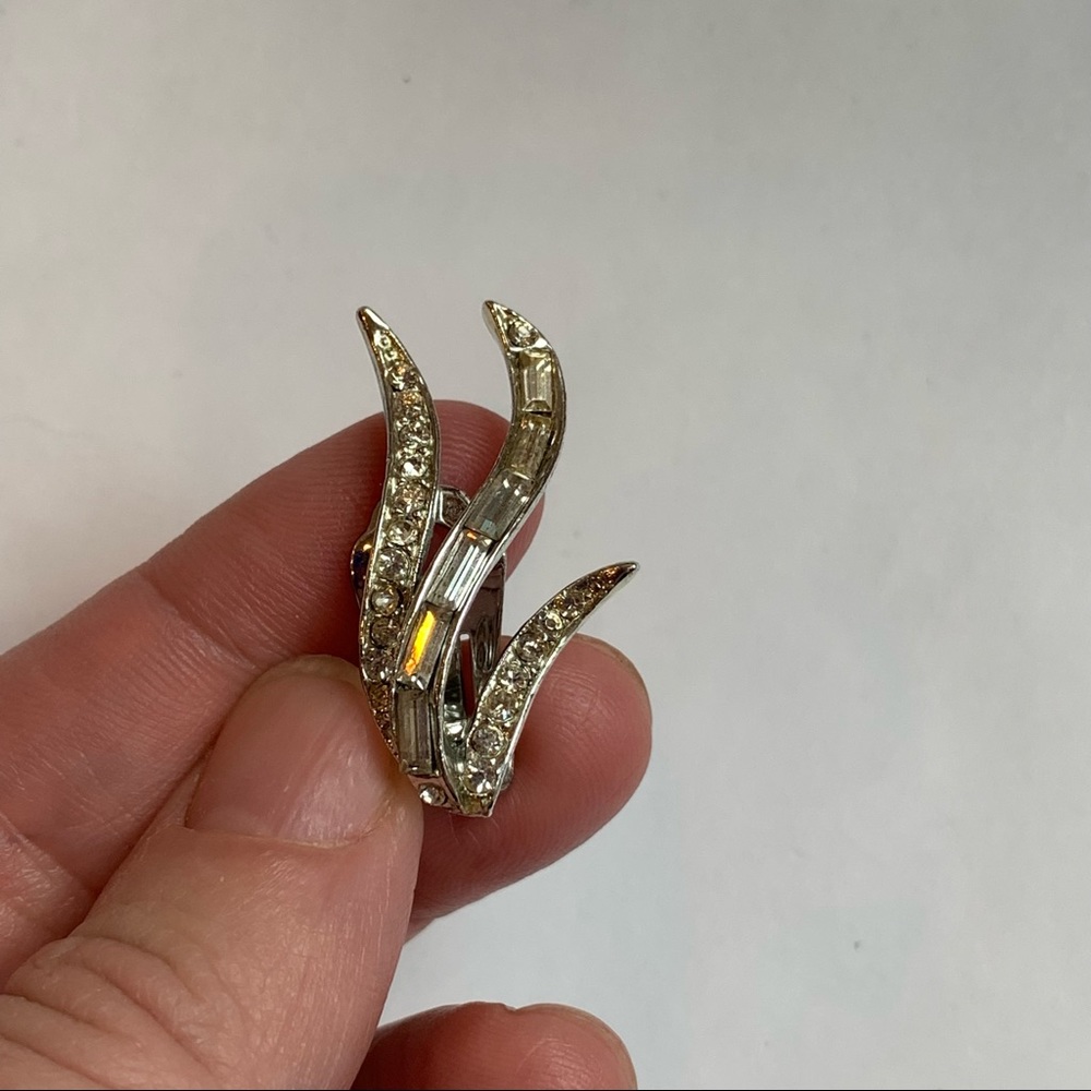 Lot 5 Pair Clip On Earrings Vintage Rhinestone Crystal Silver Gold Tone Costume - Picture 2 of 15